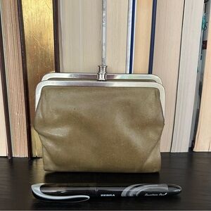 HOBO International- Y2K Olive Green Double Frame Leather Wallet